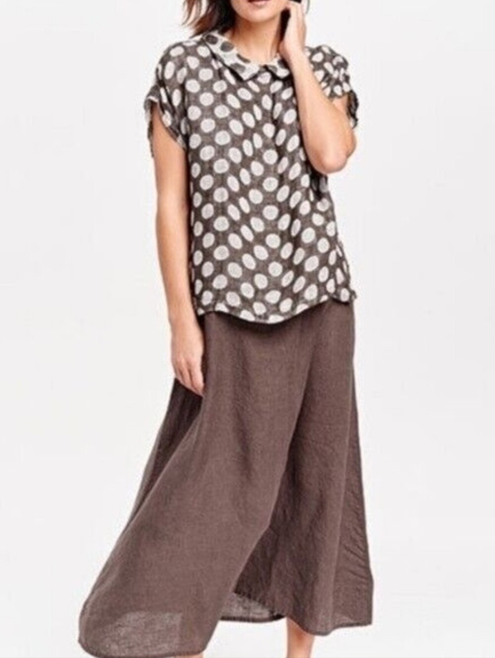 FLAX Starlet Polka Linen Blouse